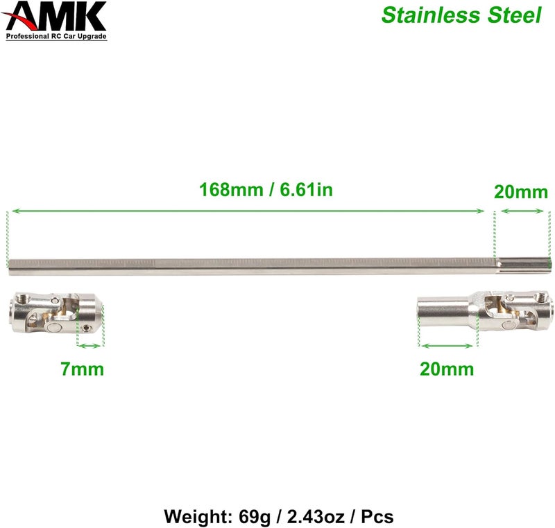 AMK 68-229mm Severable Ruled SCX10 Driveshaft Stainless Steel TRX4 Drive Shaft for 1/10 RC Crawler Sportys Scalers GSPEED Axial Capra UTB10 Pro Upgrades DIY LCG Rig (1Pcs Silver) - Image 3